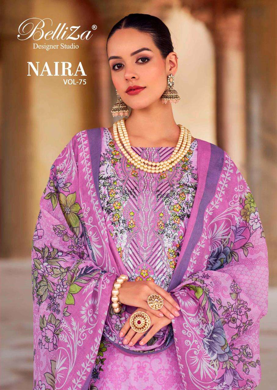 NAIRA VOL-75 BY BELLIZA 971-001 TO 971-008 SERIES COTTON EMBROIDERY DRESSES