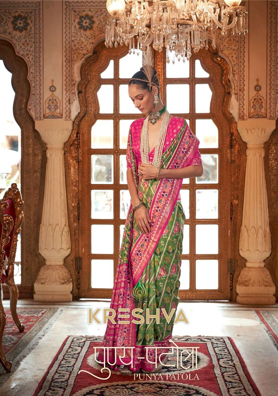 PUNYA PATOLA BY KRESHVA 030 TO 037 SERIES SOFT PV SILK PRINTED SAREES