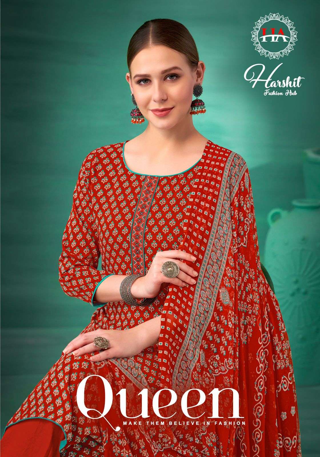 QUEEN BY HARSHIT FASHION HUB 1683-001 TO 1683-008 SERIES VISCOSE RAYON DRESSES