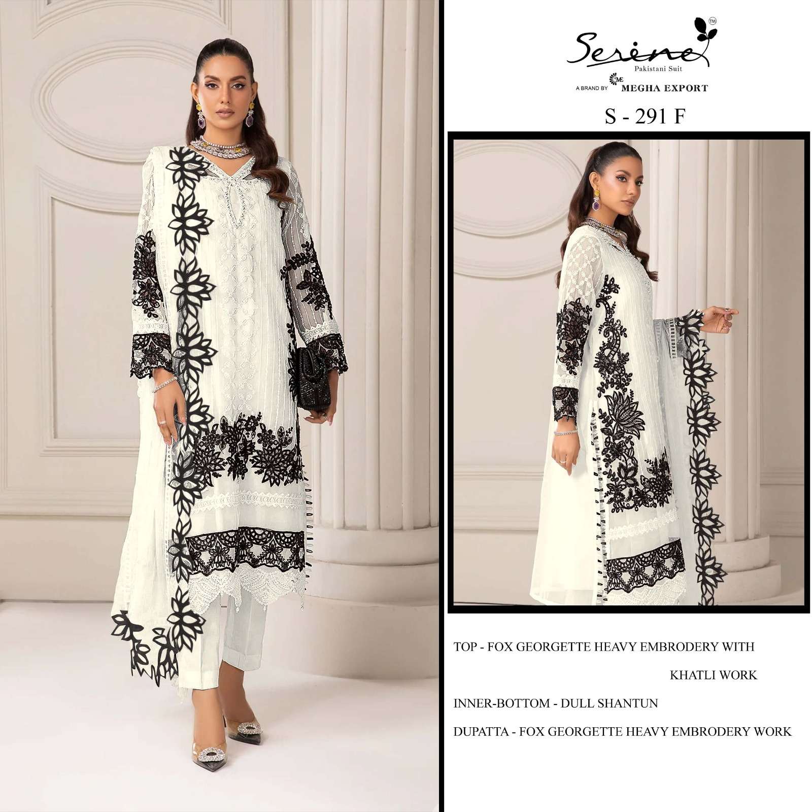 S-291 NX BY SERENE DESIGNER FAUX GEORGETTE EMBROIDERY PAKISTANI DRESSES