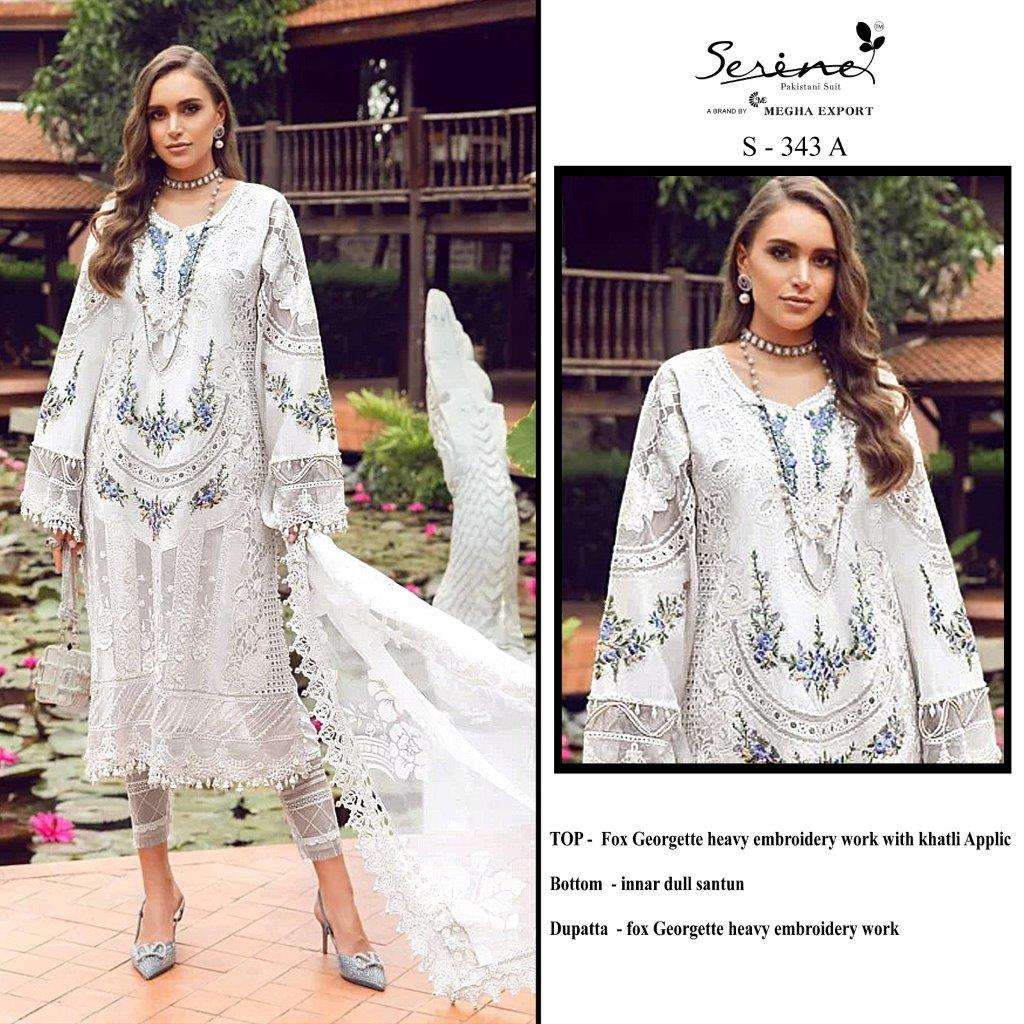 S-343 COLOURS BY SERENE DESIGNER FAUX GEORGETTE EMBROIDERY PAKISTANI DRESSES