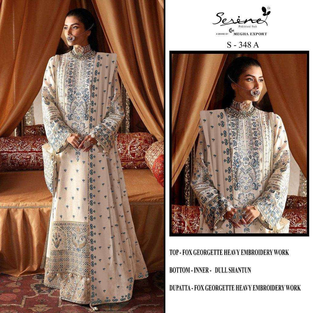 S-348 COLOURS BY SERENE DESIGNER FAUX GEORGETTE EMBROIDERY PAKISTANI DRESSES