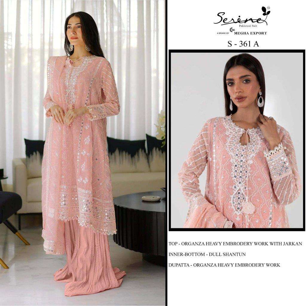 S-361 COLOURS BY SERENE DESIGNER ORGANZA EMBROIDERY PAKISTANI DRESSES