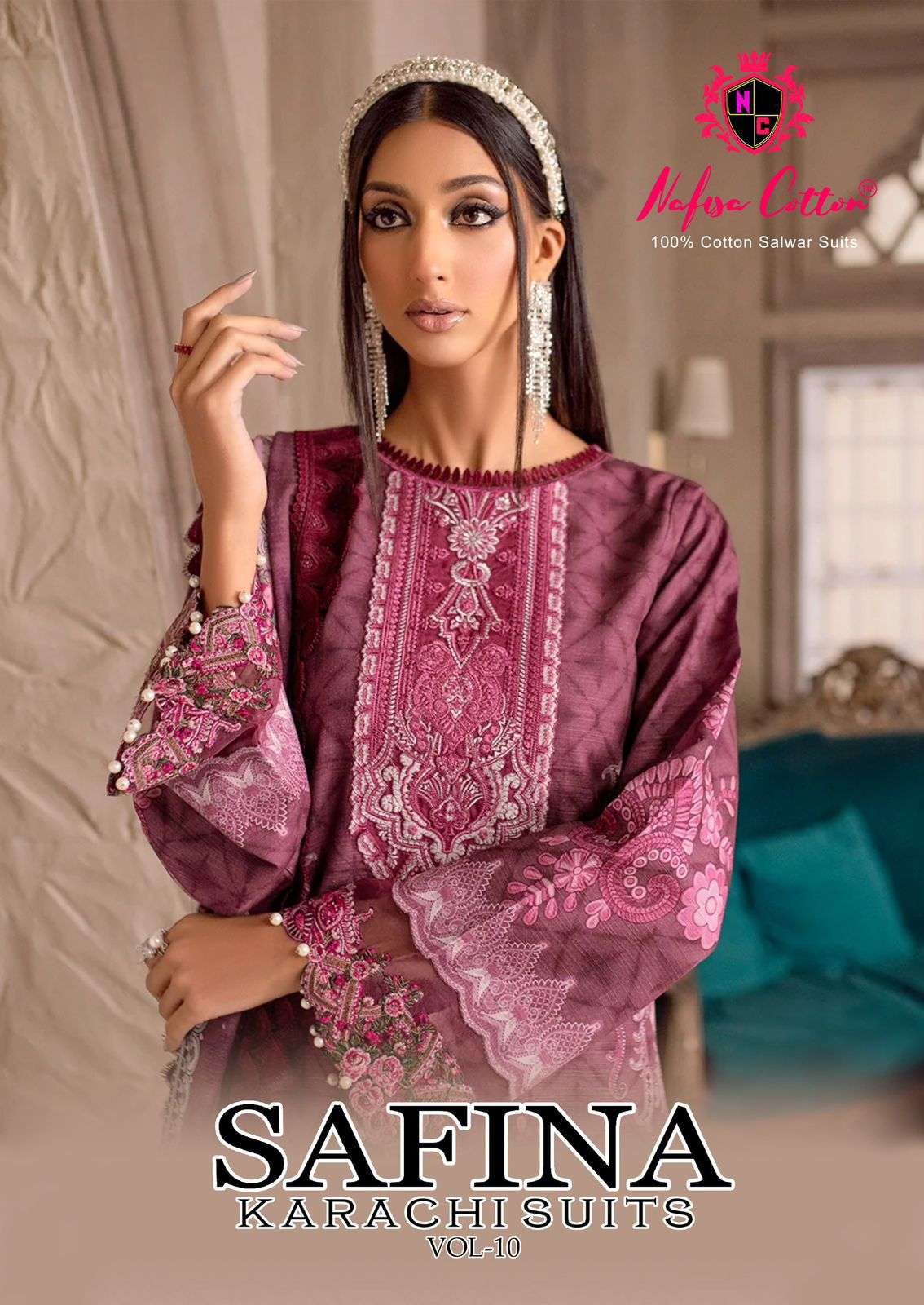 SAFINA KARACHI SUITS VOL-10 BY NAFISA COTTON 10001 TO 10006 SERIES COTTON DRESSES