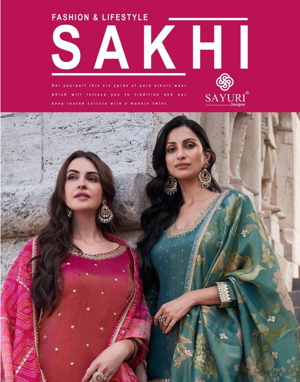 SAKHI BY SAYURI 5646 TO 5649 SERIES HEAVY CHINON SILK EMBROIDERED DRESSES