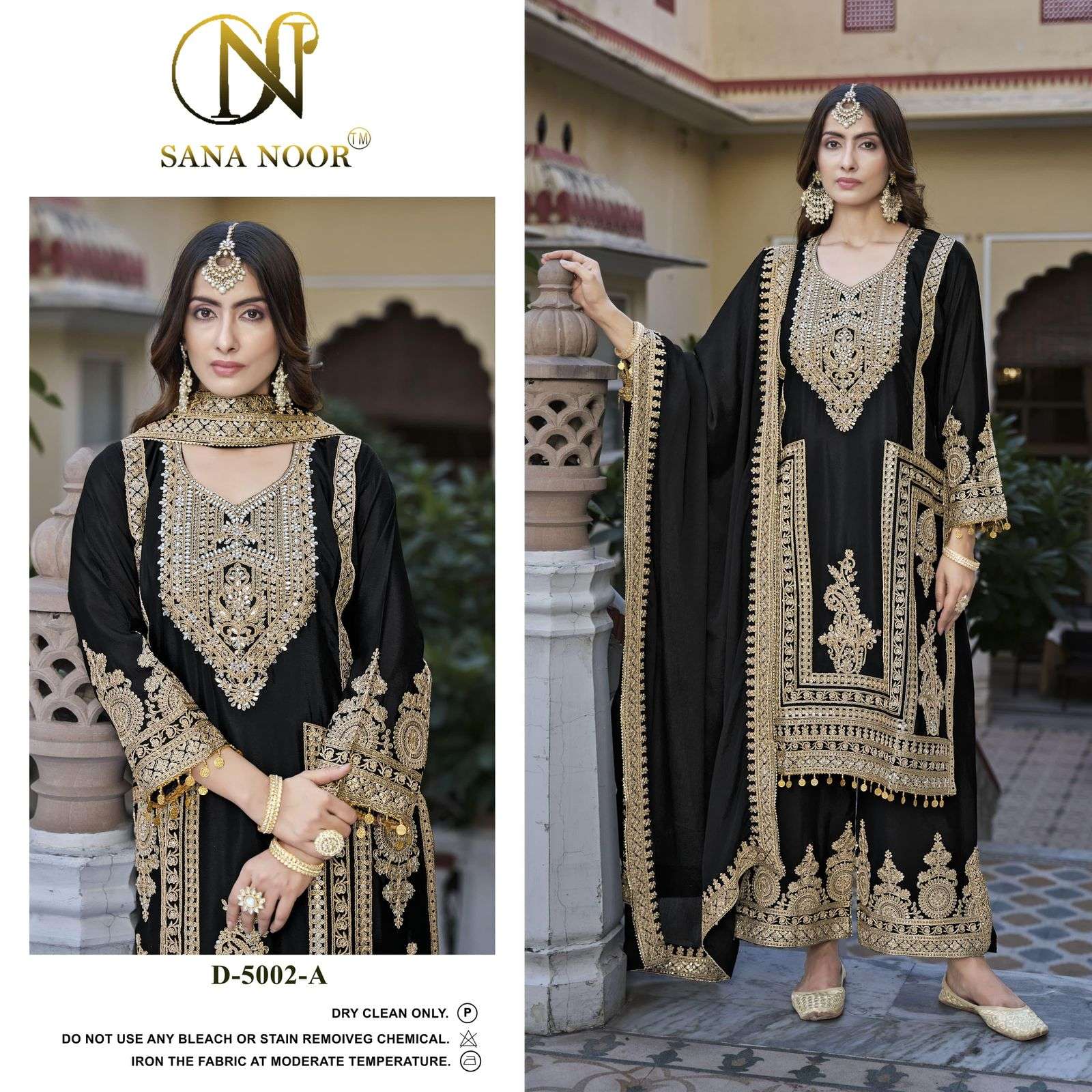 SANA NOOR 5002 COLOURS BY ASLIWHOLESALE CHINON EMBROIDERED PAKISTANI DRESSES