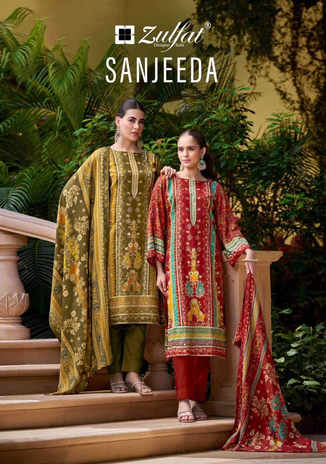 SANJEEDA BY ZULFAT 581-001 TO 581-006 SERIES DESIGNER JAAM COTTON PRINT DRESSES