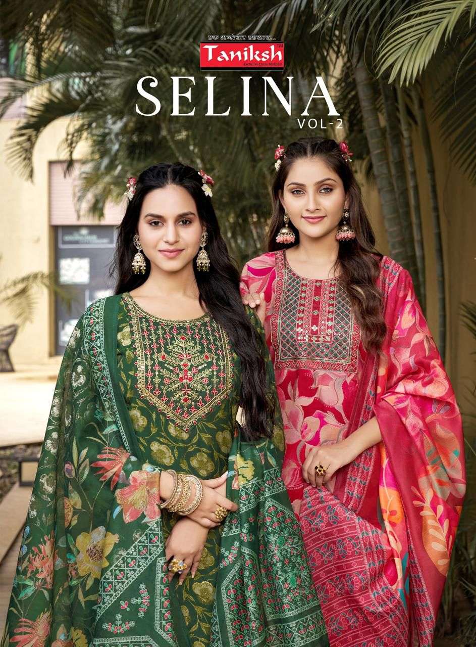 SELINA VOL-02 BY TANIKSH 1001 TO 1008 SERIES DESIGNER MUSLIN STITCHED DRESSES