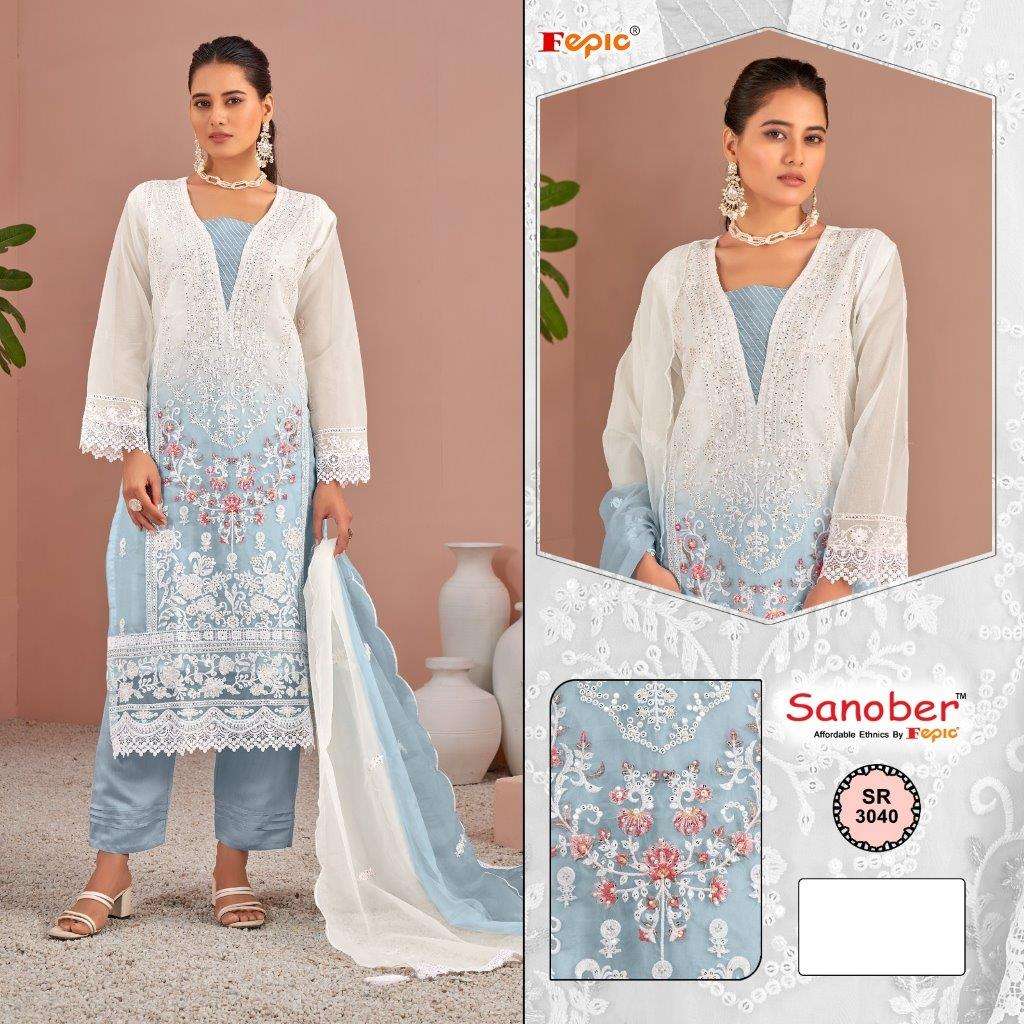 SR-3040 COLOURS BY FEPIC DESIGNER ORGANZA EMBROIDERED PAKISTANI DRESSES