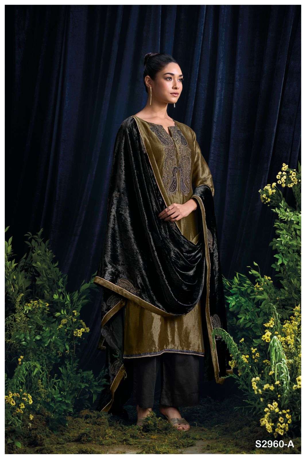 THUZA BY GANGA 2960A TO 2960B PURE PREMIUM EMBROIDERED VELVET DRESSES