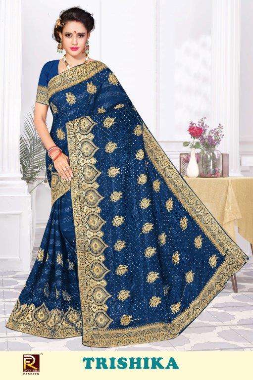 TRISHIKA BY RONISHA FASHION DESIGNER FANCY RIMZIM DIAMOND WORK SAREES