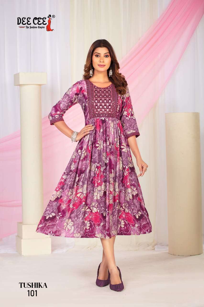 TUSHIKA BY DEE CEE 1001 TO 1006 SERIES DESIGNER FANCY MODAL PRINT KURTIS