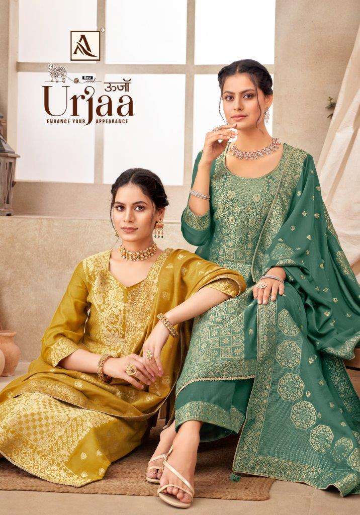 URJAA BY ALOK SUIT 1636-001 TO 1636-006 SERIES PASHMINA DESIGNER PRINTED DRESSES