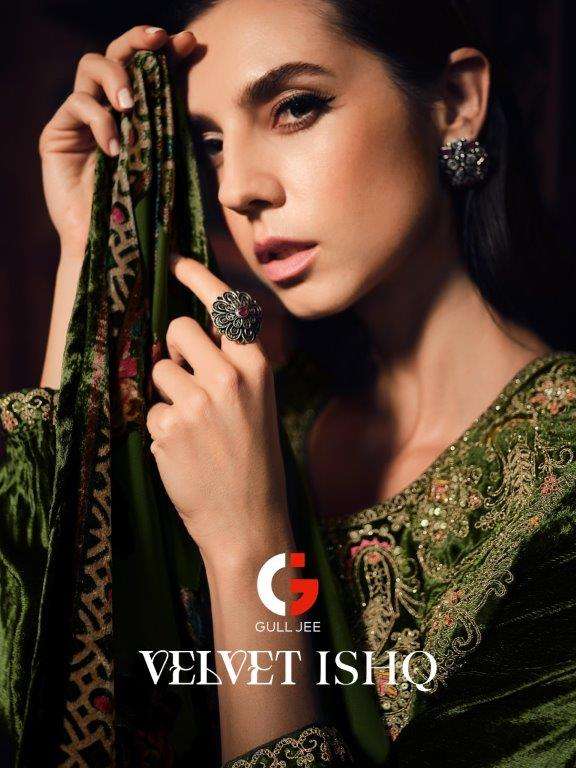 VELEVT ISHQ BY GULL JEE 1001 TO 1006 SERIES VISCOSE VELVET EMBROIDERY DRESSES