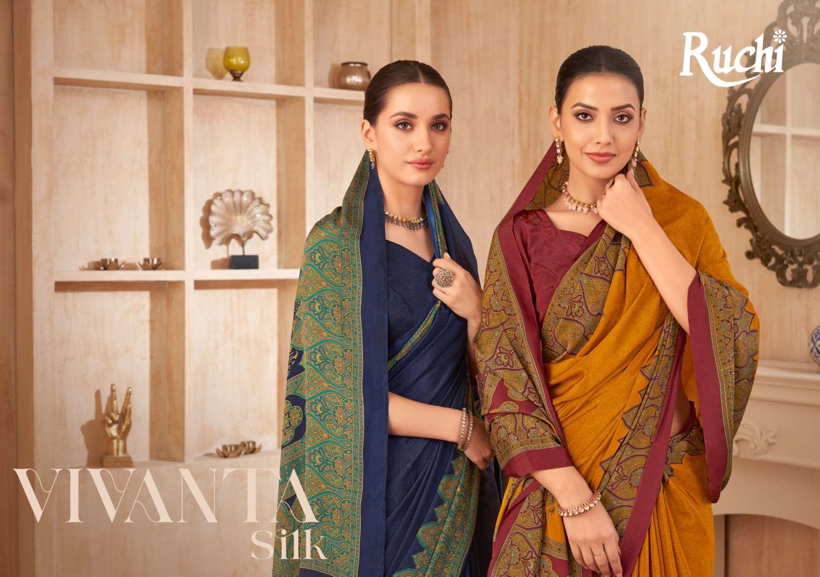 VIVANTA SILK VOL-38 BY RUCHI SAREES 37601-A TO 37603-D SERIES SILK CREPE SAREES