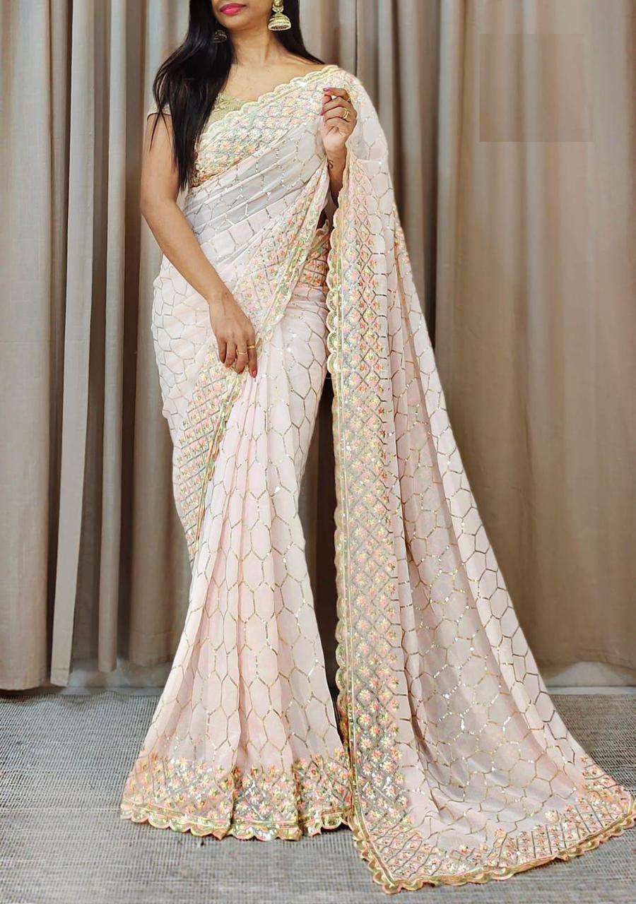 VM-9282 BY ASLIWHOLESALE DESIGNER SOFT GEORGETTE WEAVING SAREES