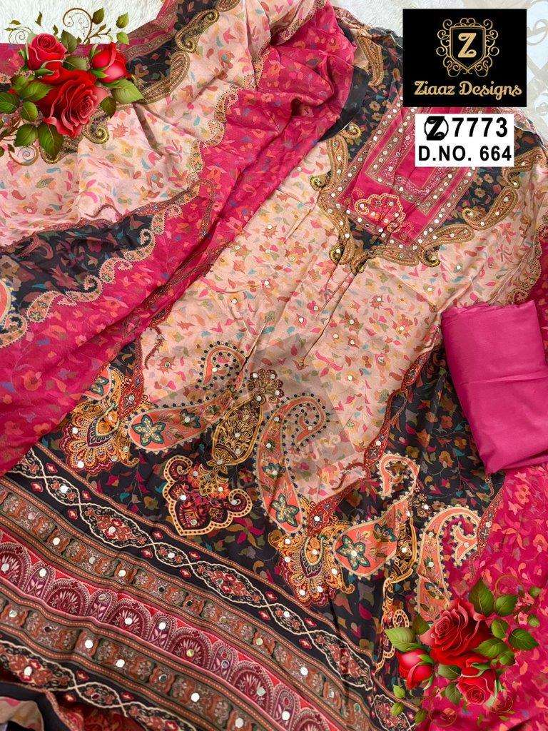 ZIAAZ 664 665 HIT DESIGN BY ZIAAZ DESIGNS HEAVY MUSLIN EMBROIDERED DRESSES