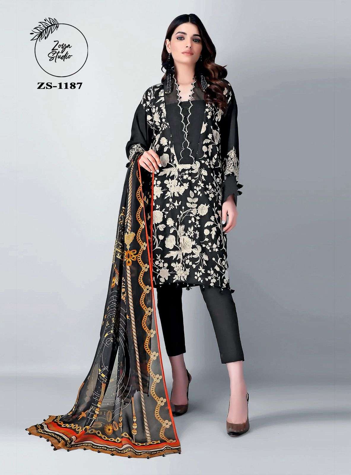 ZS-1187 COLOURS BY ZOYA STUDIO DESIGNER FANCY FAUX GEORGETTE STITCHED DRESSES