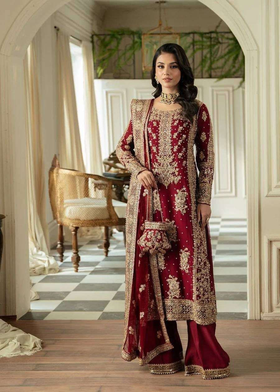 1487 HIT DESIGN BY ASLIWHOLESALE DESIGNER SOFT FAUX GEORGETTE EMBROIDERY DRESS