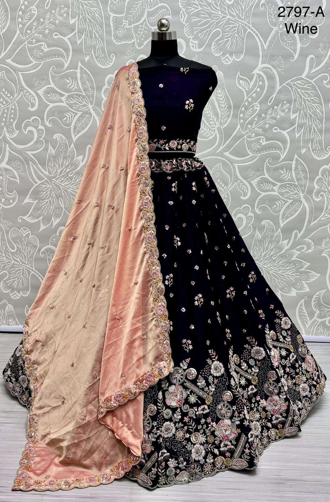 2797 HIT COLOURS BY ASLIWHOLESALE SATIN SILK EMBROIDERED LEHENGAS