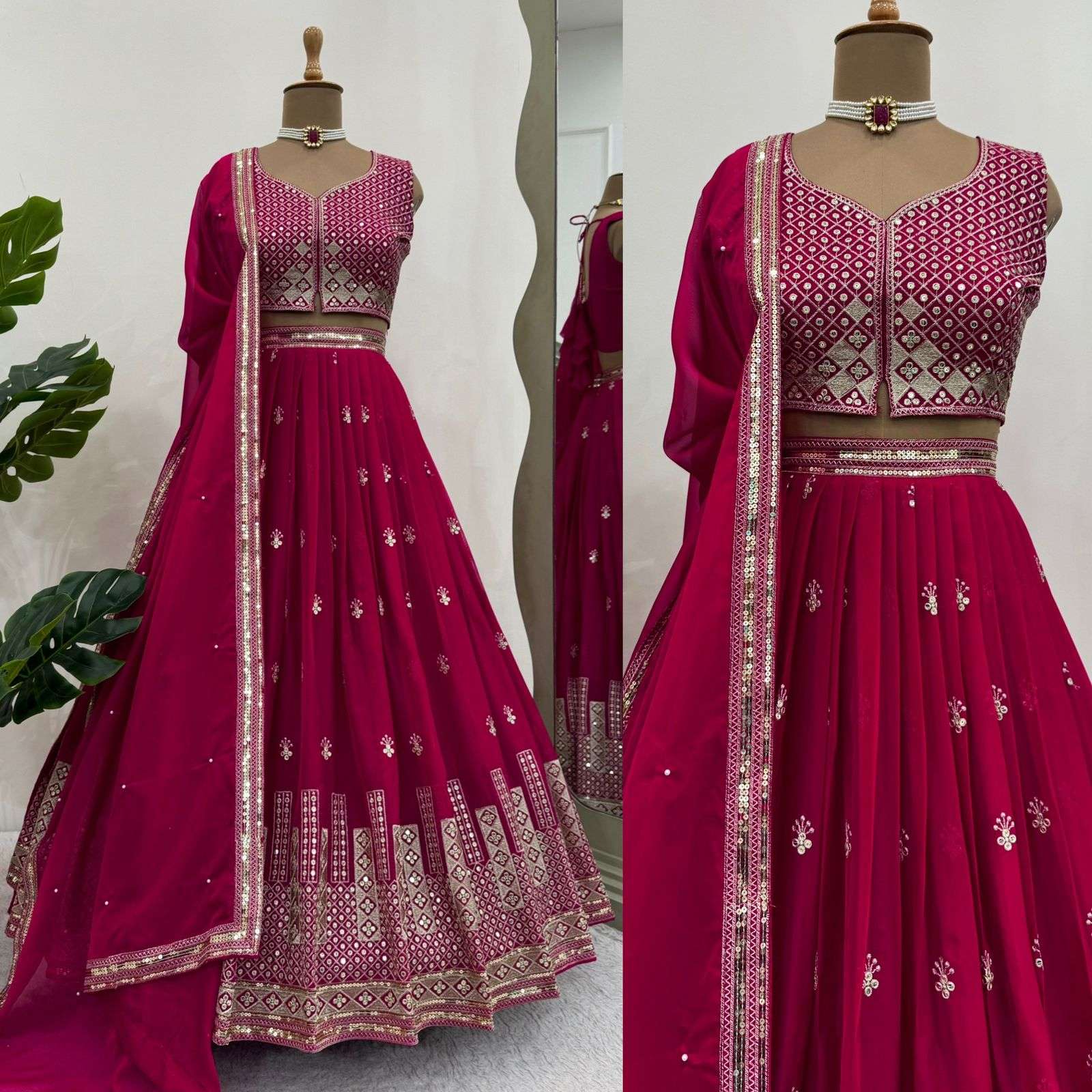 304 HIT COLOUR BY ASLIWHOLESALE TABBY ORGANZA LEHENGA