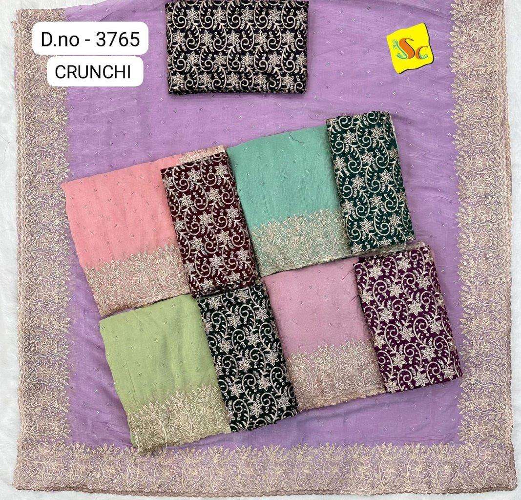 3765 COLOUR BY ASLIWHOLESALE DESIGNER PURE FANCY EMBROIDERY SAREES