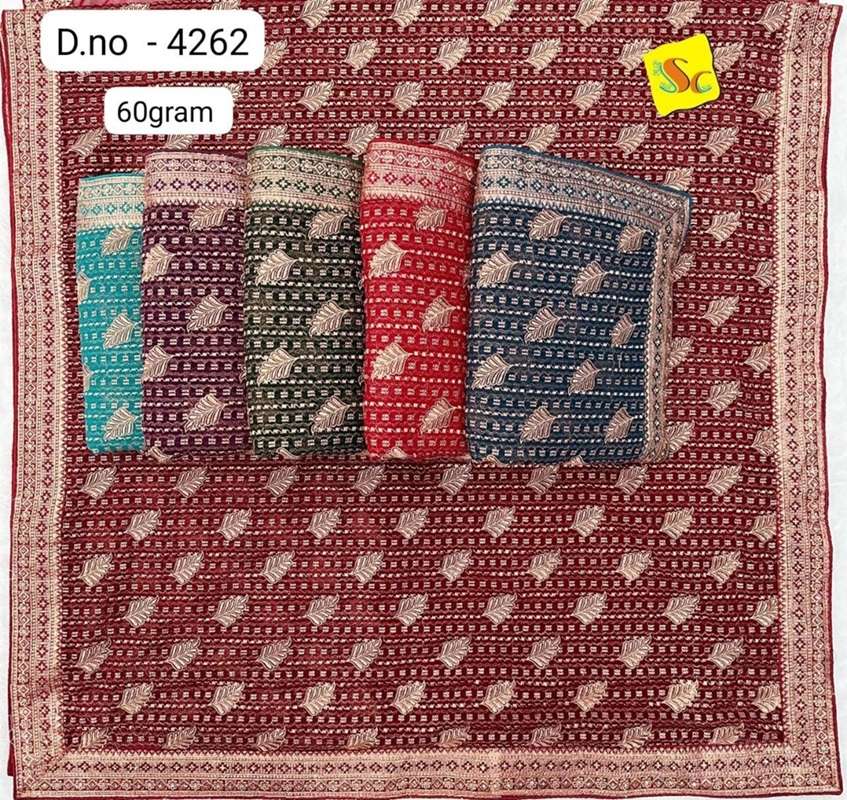 4262 COLOUR BY ASLIWHOLESALE DESIGNER SOFT FANCY CHIFFON WORK SAREES