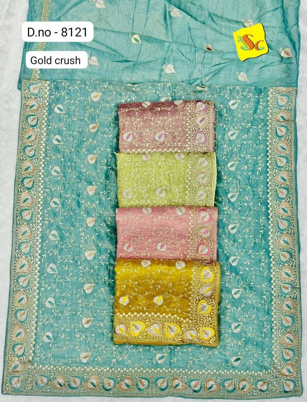 8121 COLOUR BY ASLIWHOLESALE DESIGNER SOFT FANCY HAND WORK SAREES