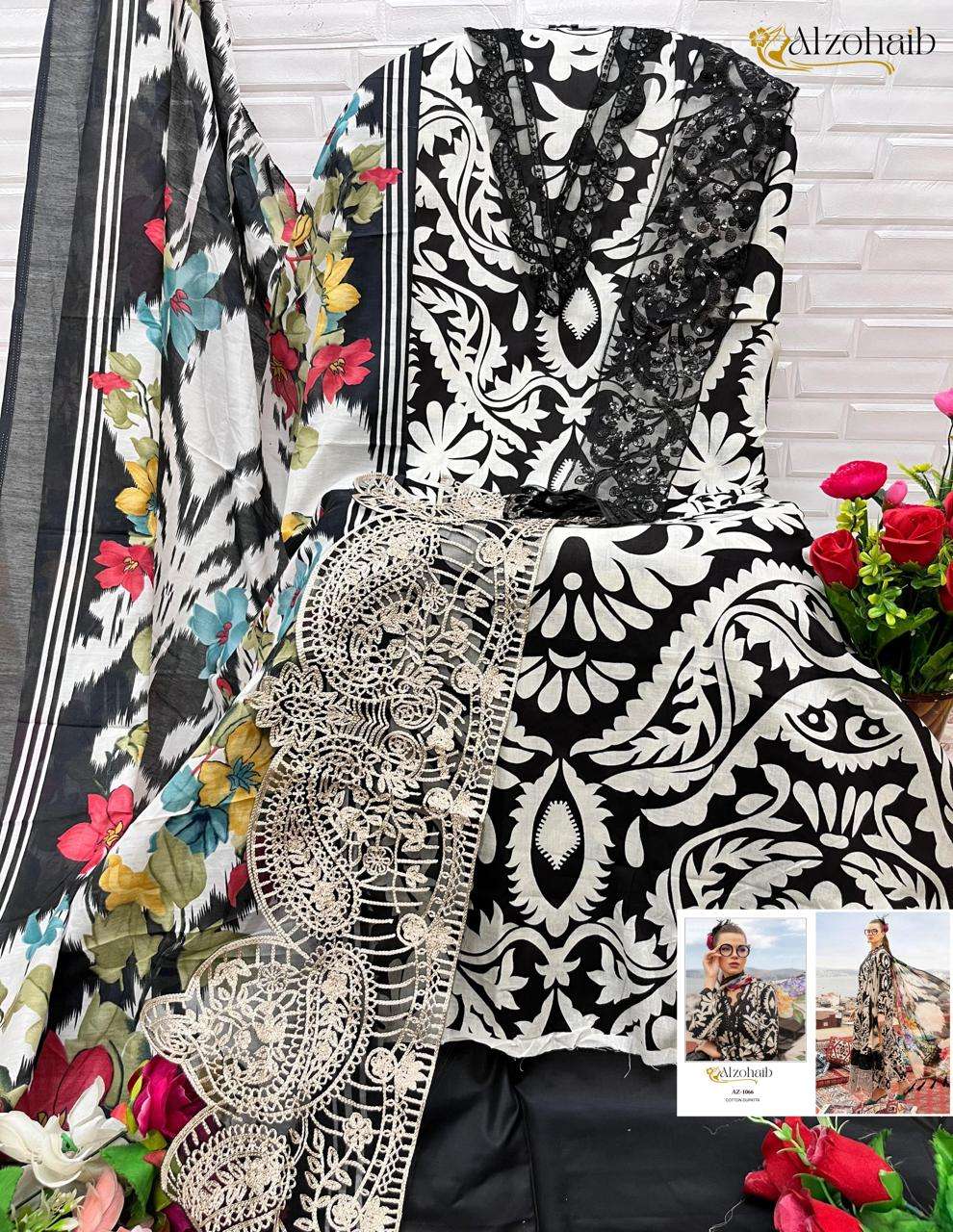 AZ-1066 NX BY ALZOHAIB 1066-A TO 1066-C SERIES PURE COTTON PAKISTANI DRESSES