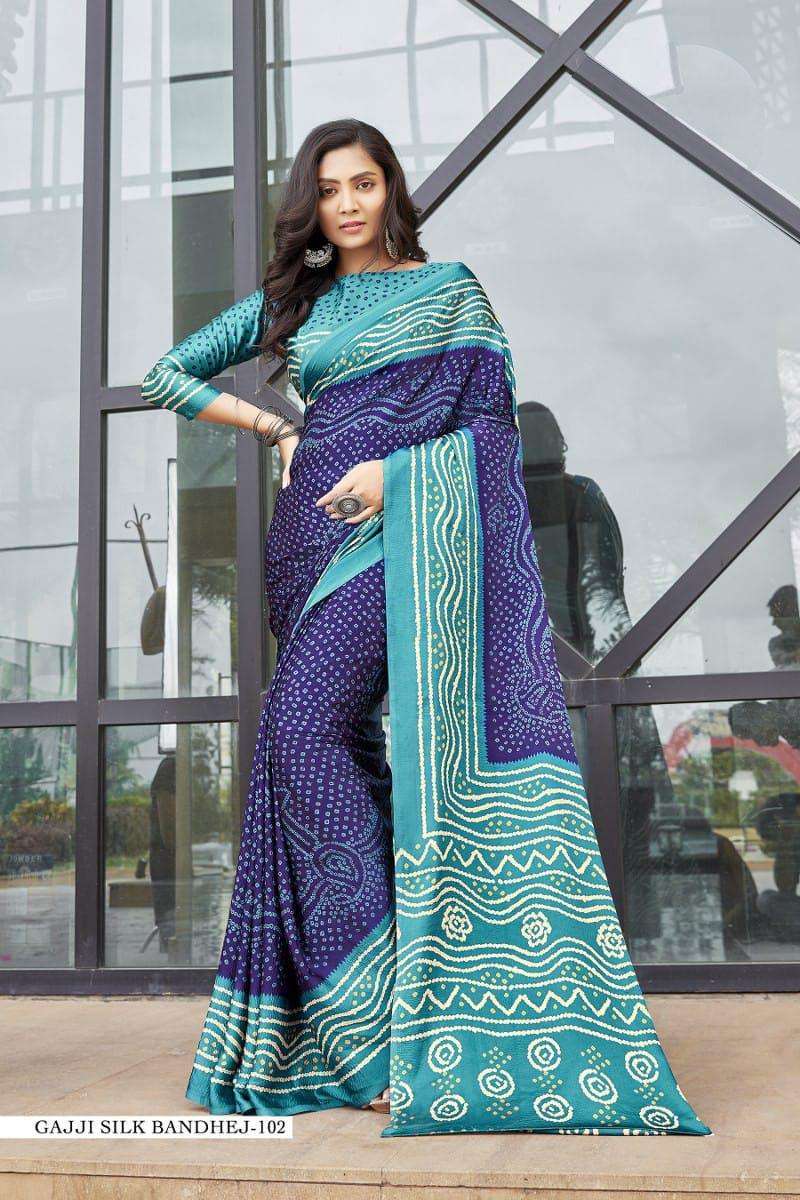 BANDHANI BY ASLIWHOLESALE GAJI SILK BANDHANI GEORGETTE SAREES 