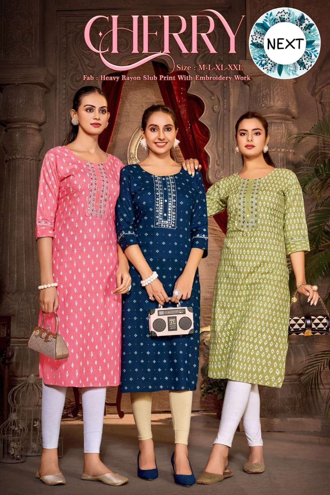 CHERRY BY ASLIWHOLESALE 1001 TO 1008 SERIES DESIGNER RAYON PRINT KURTIS