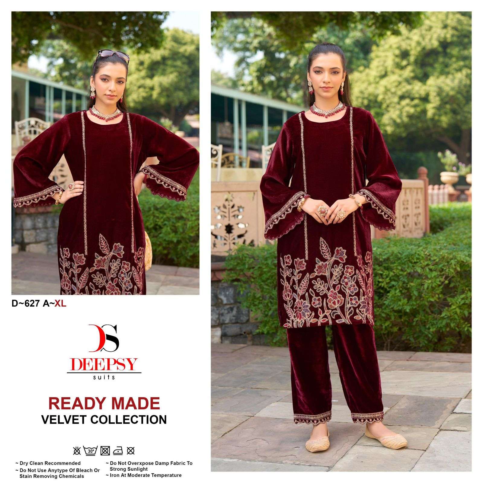 D-627 COLOURS BY DEEPSY SUITS HEAVY PURE VELVET EMBROIDERY PAKISTANI DRESSES