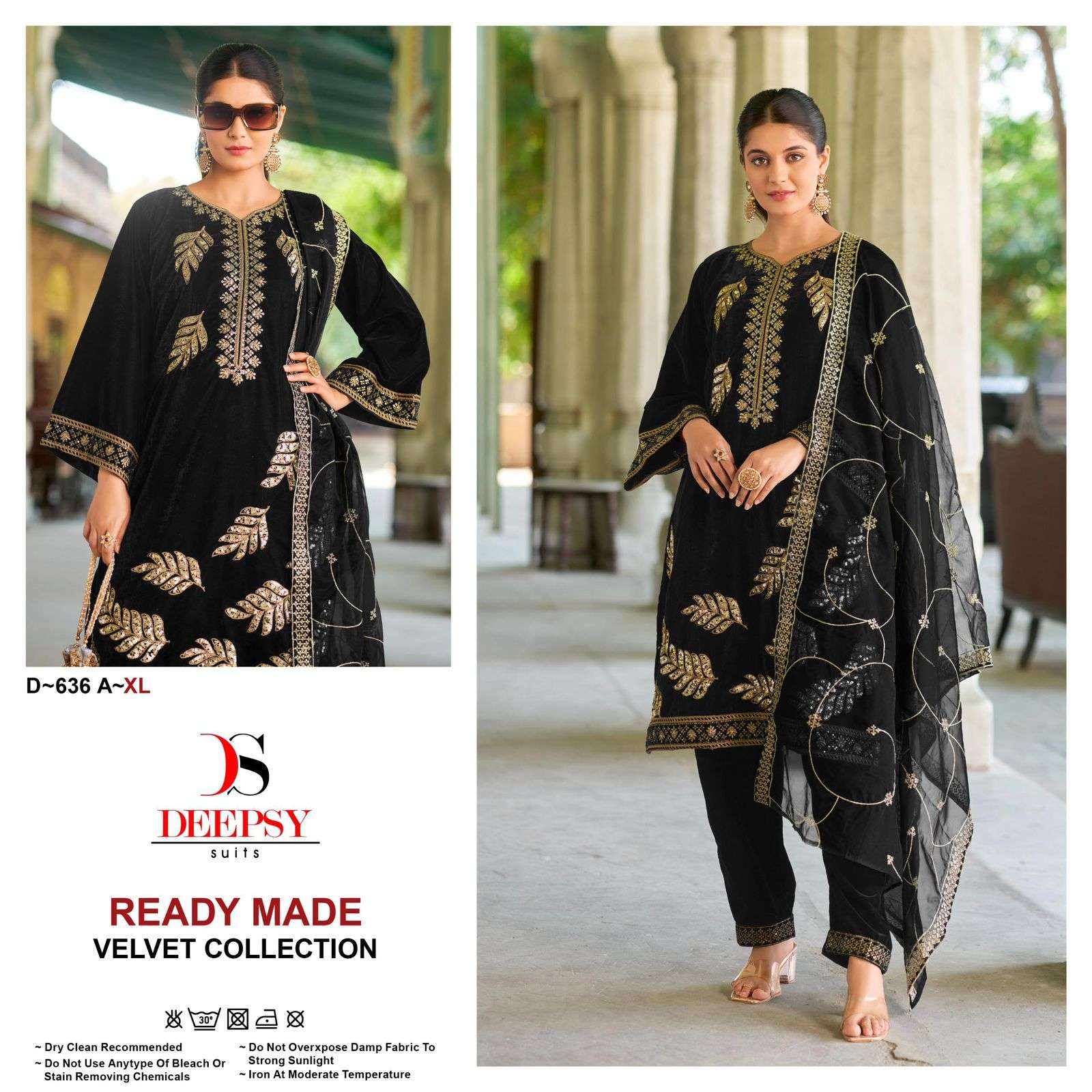 D-636 COLOURS BY DEEPSY SUITS HEAVY VELVET EMBROIDERY PAKISTANI DRESSES