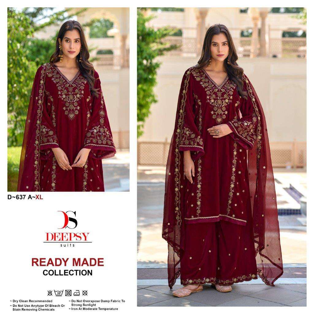 D-637 COLOURS BY DEEPSY SUITS HEAVY VELVET EMBROIDERY PAKISTANI DRESSES