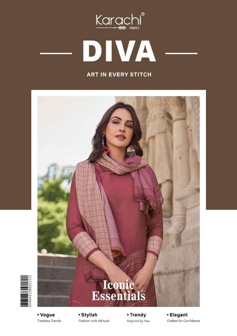 DIVA BY KARACHI PRINTS 43001 TO 43004 SERIES PURE MUSLIN PRINTED DRESSES