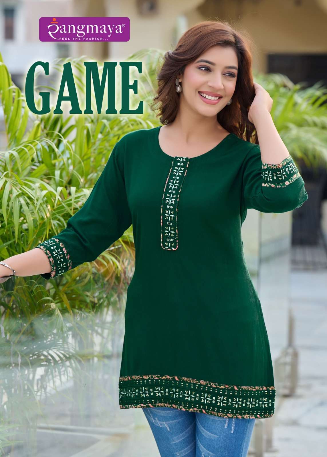 GAME BY RANGMAYA 101 TO 108 SERIES FANCY DIGITAL RAYON PRINT TOPS