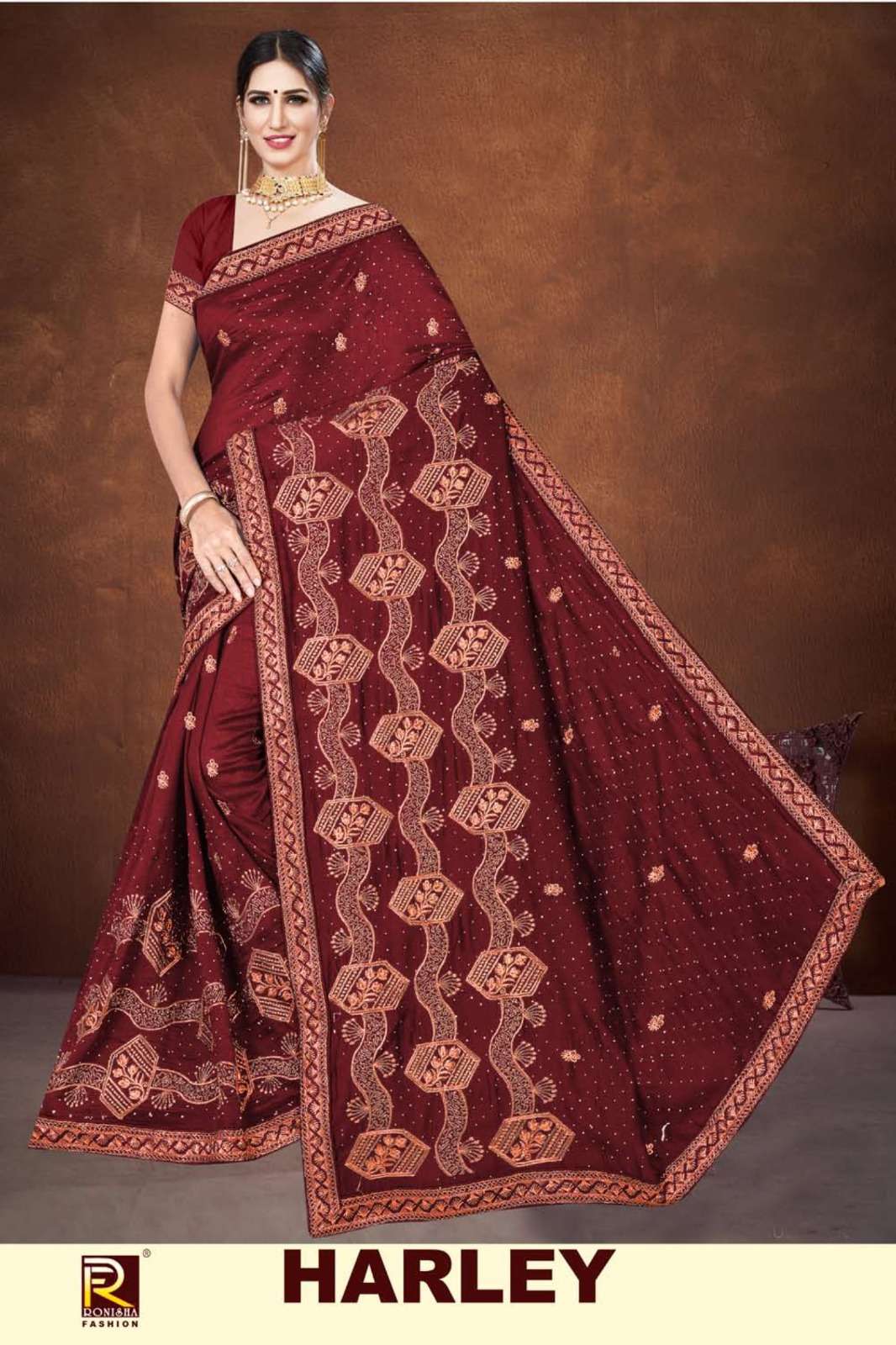 HARLEY BY RONISHA FASHION DESIGNER FANCY SHIMER DIAMOND WORK SAREES