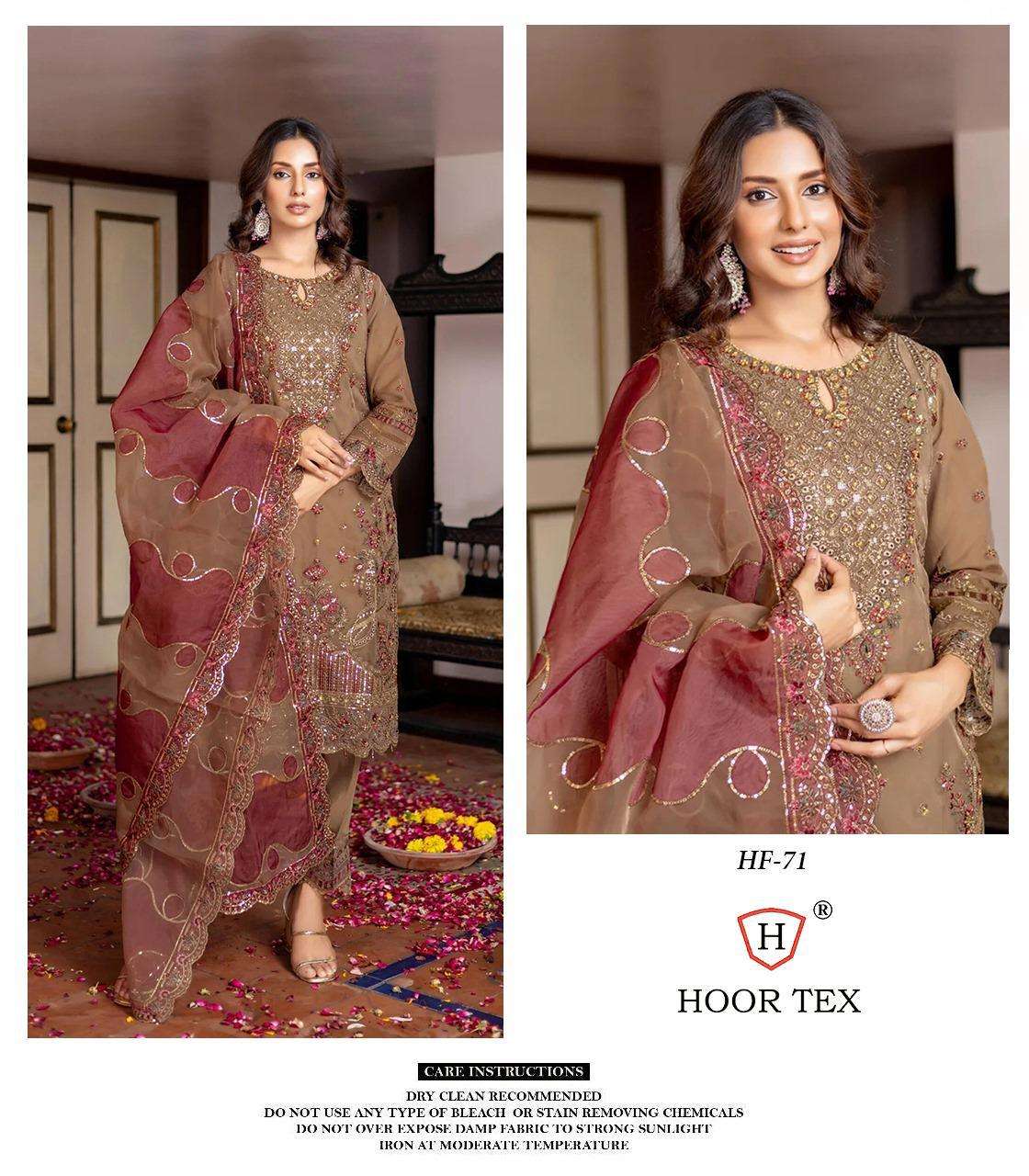 HF-71 HIT DESIGN BY HOOR TEX DESIGNER ORGANZA EMBROIDERED PAKISTANI DRESSES