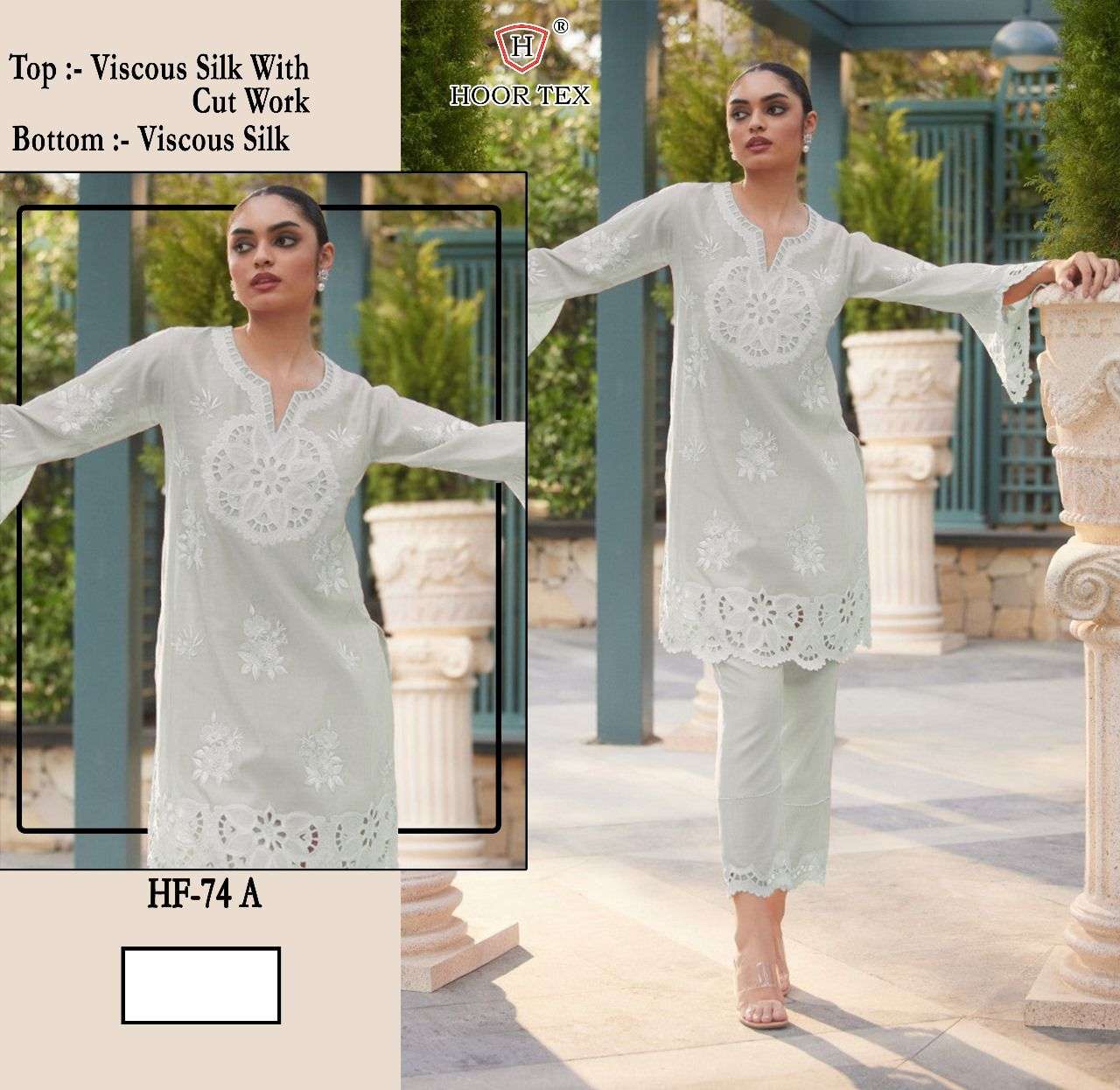 HF-74 COLOURS BY HOOR TEX DESIGNER VISCOSE SILK EMBROIDERED PAKISTANI DRESSES