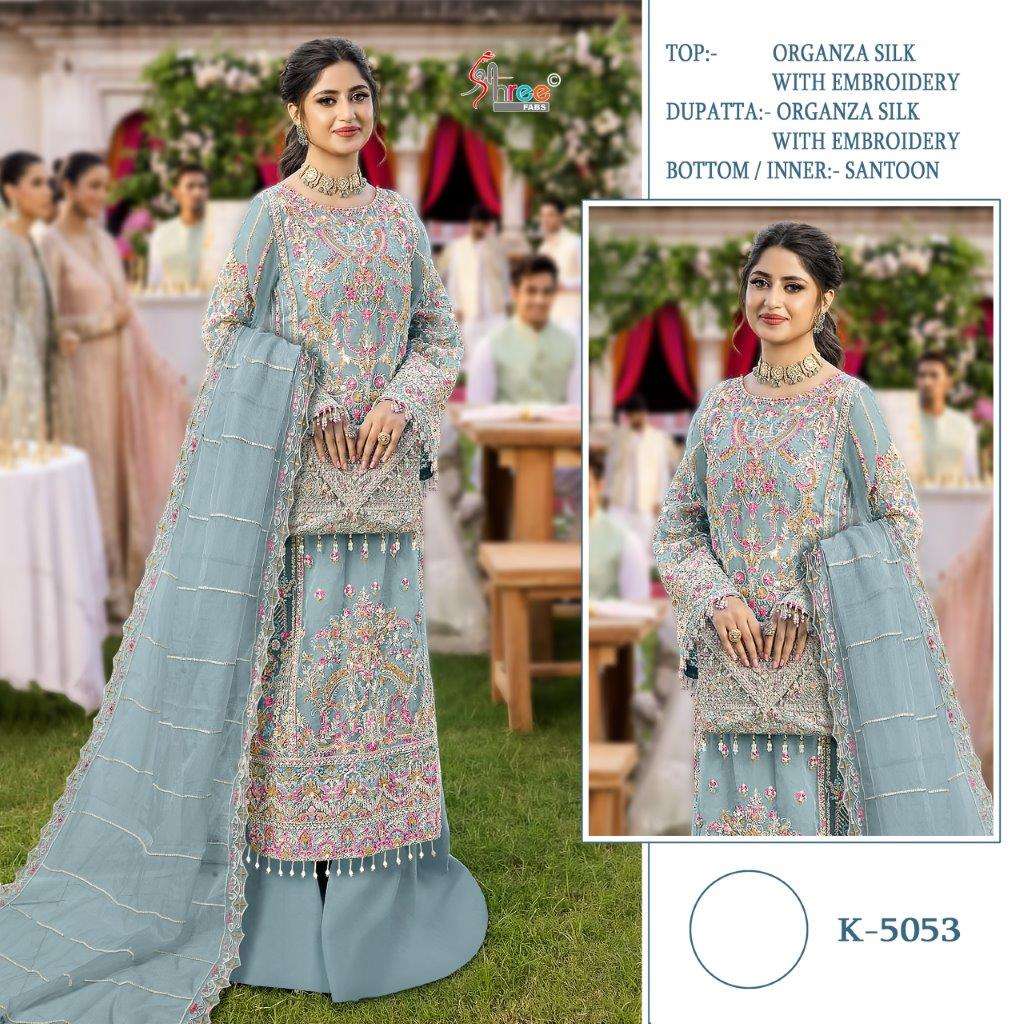 K-5053 COLOURS BY SHREE FABS DESIGNER ORGANZA EMBROIDERY PAKISTANI DRESSES