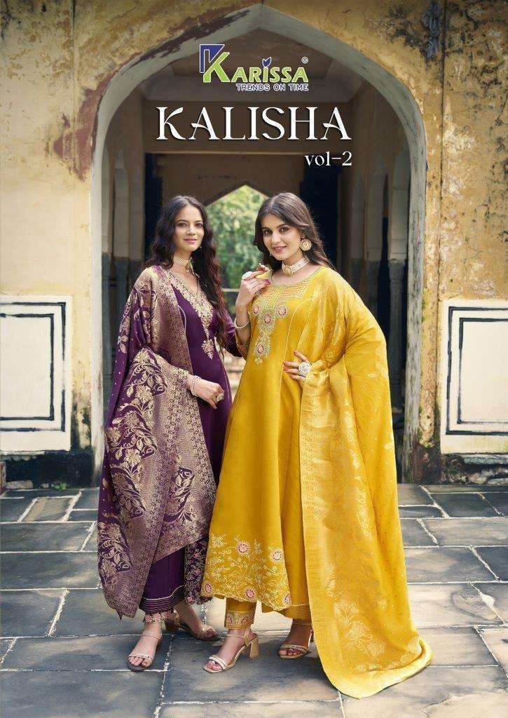 KALISHA VOL-02 BY KARISSA 1001 TO 1004 SERIES VISCOSSE ROMAN SILK DRESSES