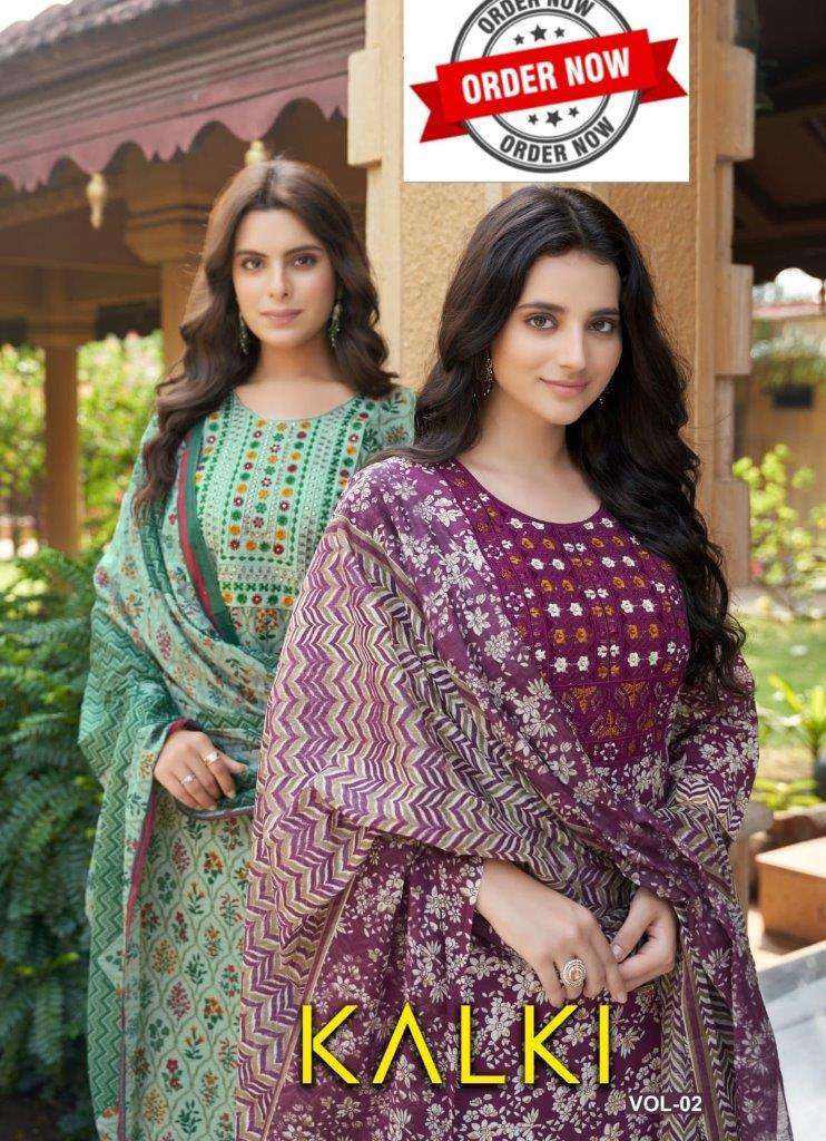 KALKI VOL-02 BY ASLIWHOLESALE DESIGNER FACNY COTTON PRINT DRESSES