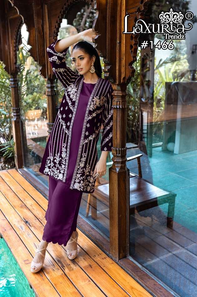 LAXURIA 1466 BY LAXURIA TRENDZ DESIGNER VELVET FANCY STITCHED CO-ORD SET