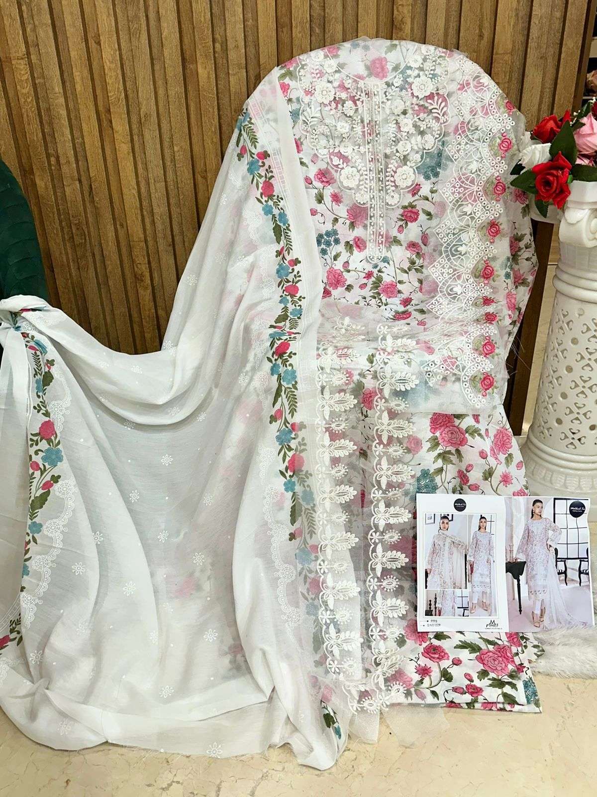 M-1329 HIT DESIGN BY MEHBOOB TEX DESIGNER HEAVY COTTON EMBROIDERED DRESSES