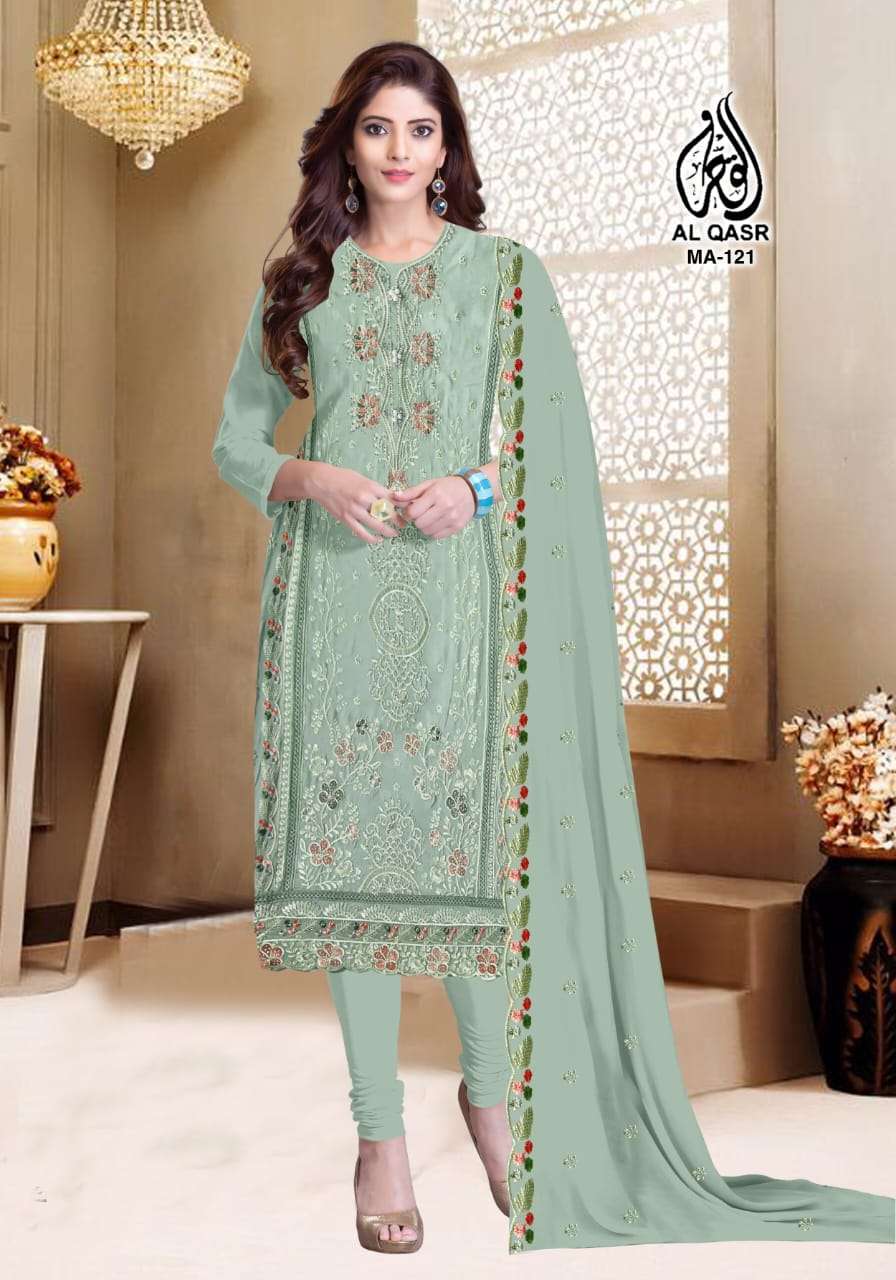 MA-121 BY AL QASR FAUX GEORGETTE WITH EMBROIDERED PAKISTANI DRESSES