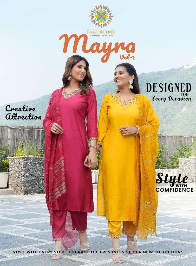 MAYRA VOL-01 BY PASSION TREE 1001 TO 1008 SERIES ROMAN SILK PRINT DRESSES