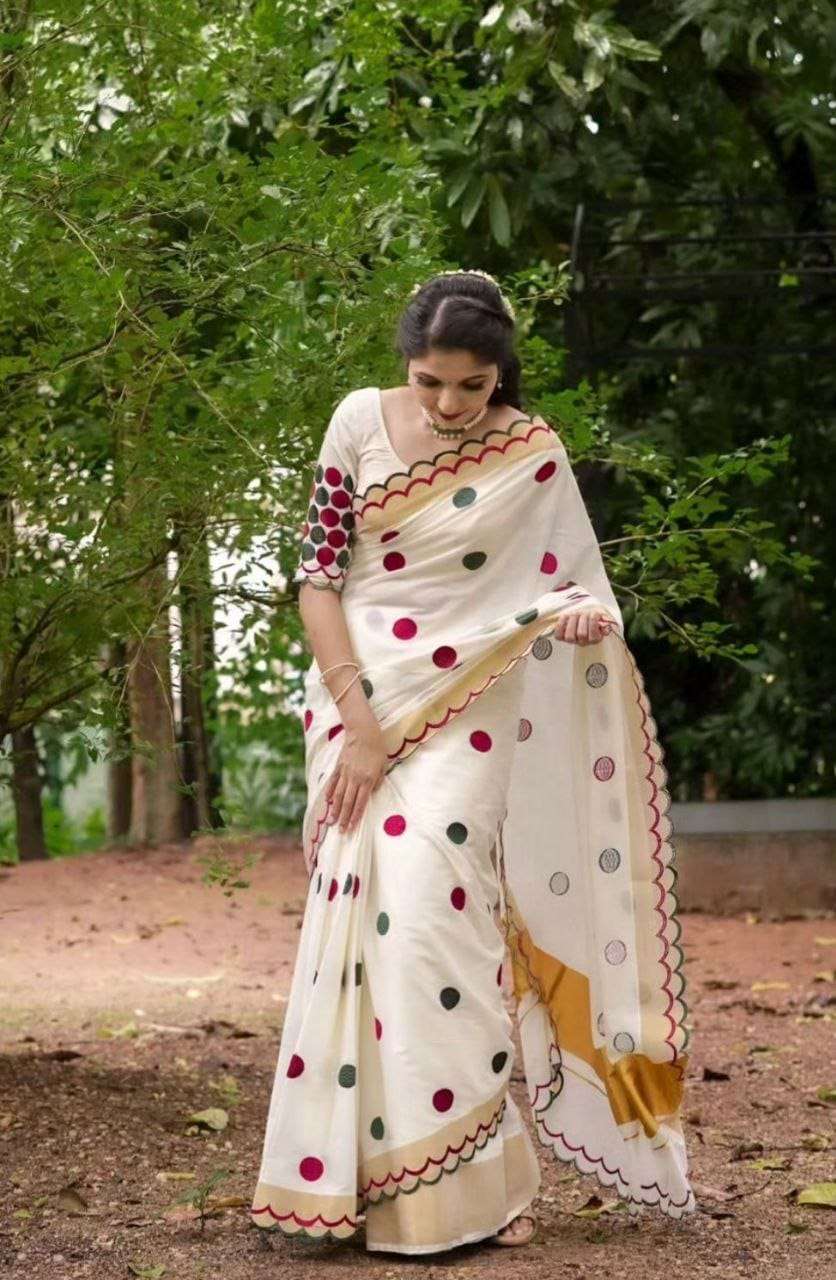 MG483 BY ASLIWHOLESALE DESIGNER FANCY PLAIN LINEN PRINTED SAREES