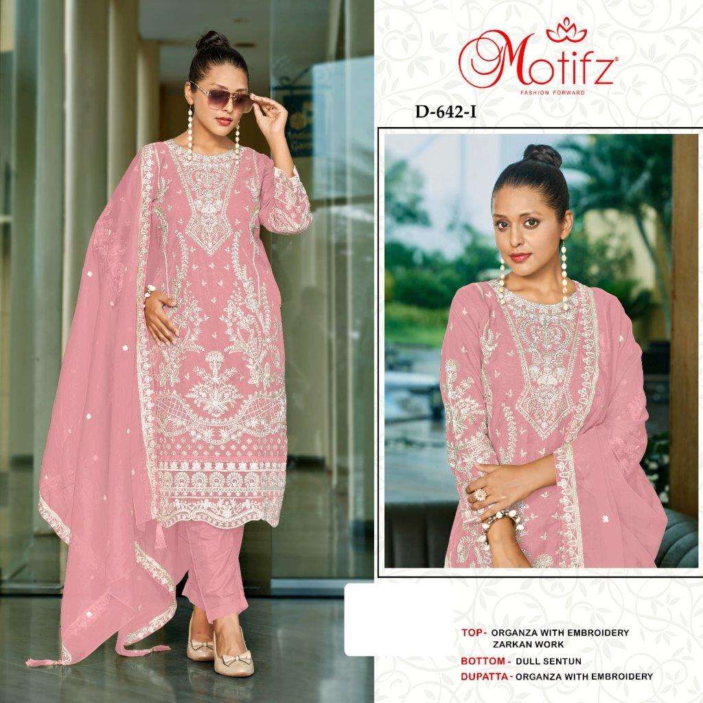 MOTIFZ 642 COLOURS BY MOTIFZ DESIGNER ORGANZA EMBROIDERY PAKISTANI DRESSES