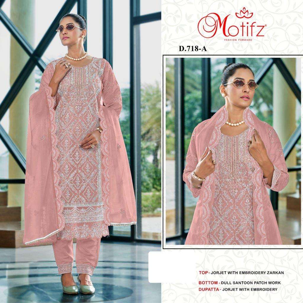 MOTIFZ 718 COLOURS BY MOTIFZ DESIGNER GEORGETTE EMBROIDERY PAKISTANI DRESSES