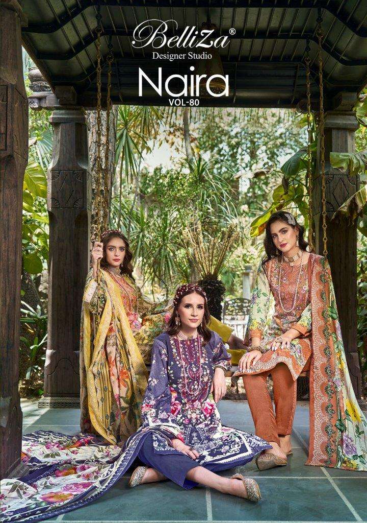 NAIRA VOL-80 BY BELLIZA 994-001 TO 994-008 SERIES COTTON EMBROIDERY DRESSES